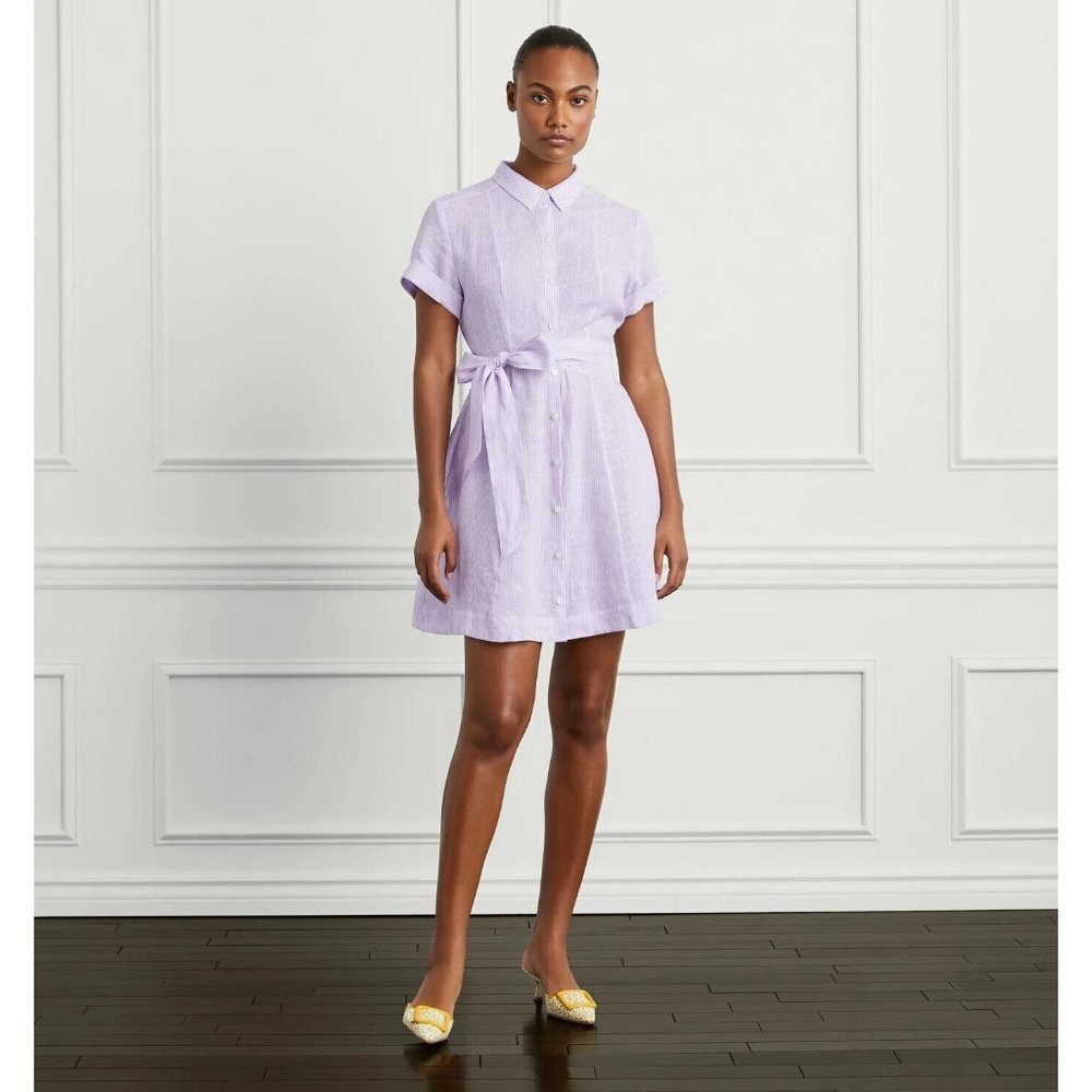 Hill House Womens‎ The Laura Shirtdress Lilac White Stripe Mini Size XXS